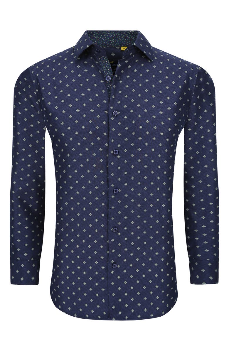 Azaro Uomo Slim Fit Geometric Print Performance Dress Shirt, Alternate, color,