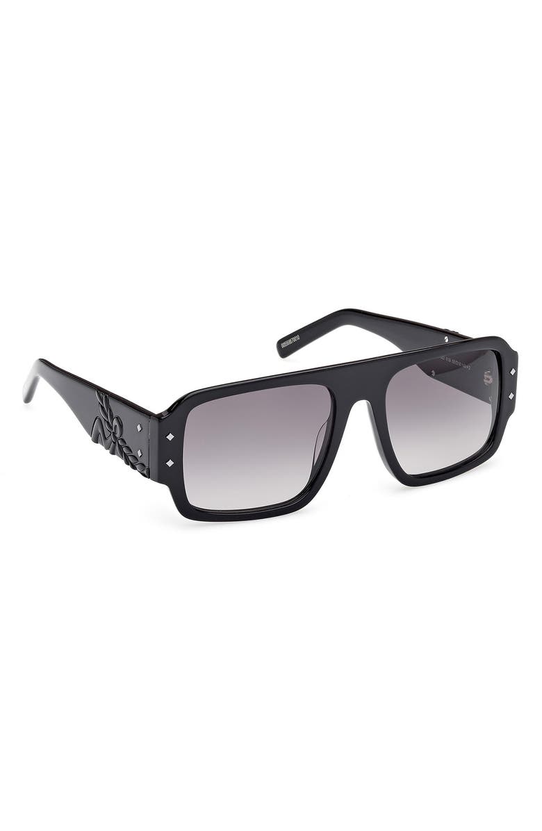 MCM 55mm Navigator Sunglasses, Alternate, color, Shiny Black / Gradient Smoke
