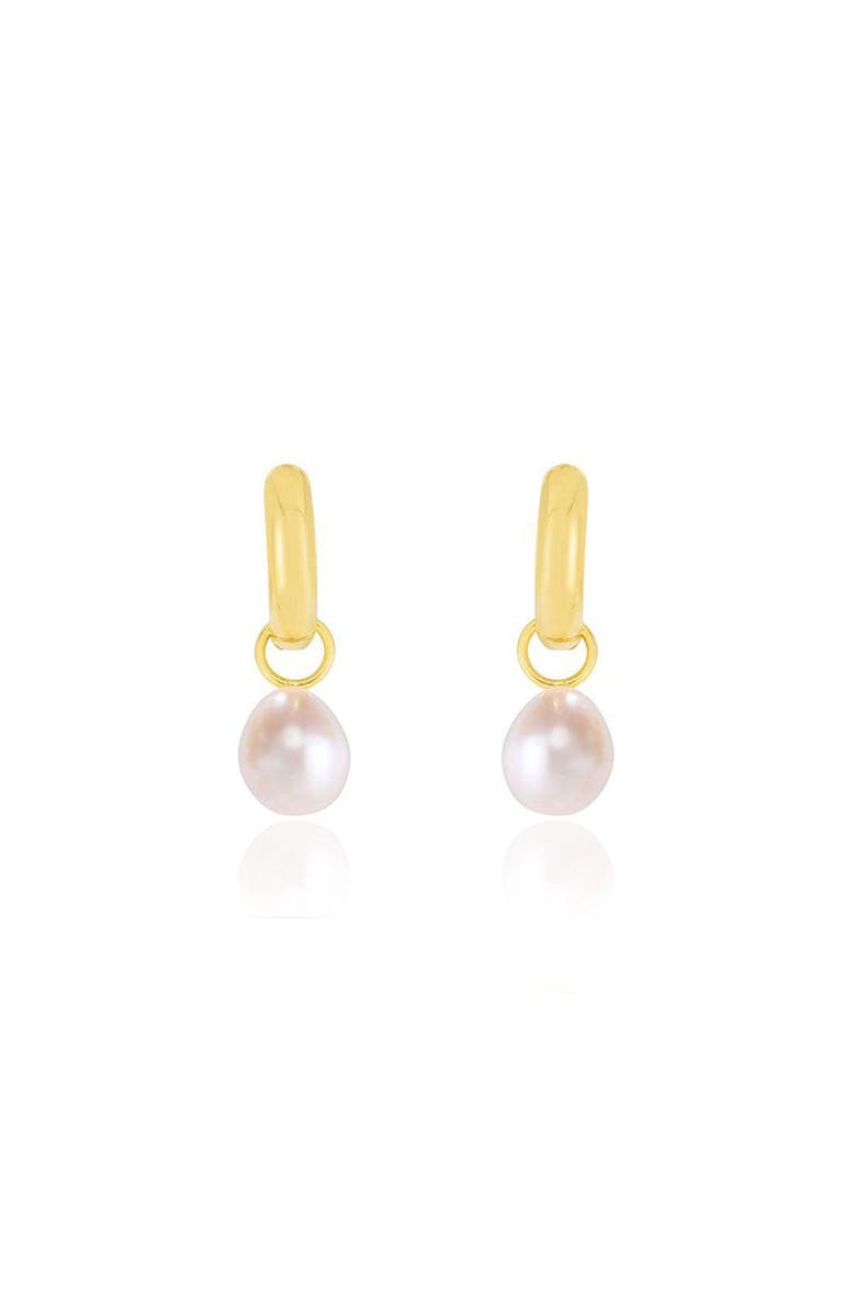 The Lovery Fine Jewelry Pearl Drop Huggie Hoop Earrings, Alternate, color, Pearl