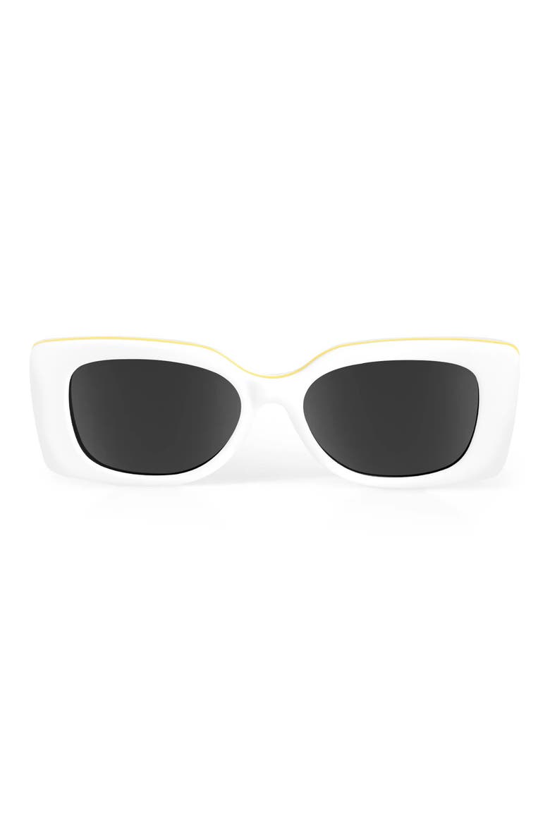 Essie Polarized Rectangle Sunglasses, Main, color, WHITE/ YELLOW