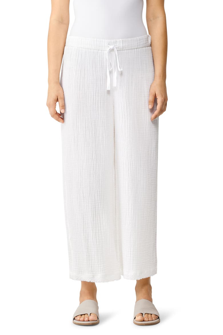 Wide Leg Organic Cotton Pants, Main, color, WHITE