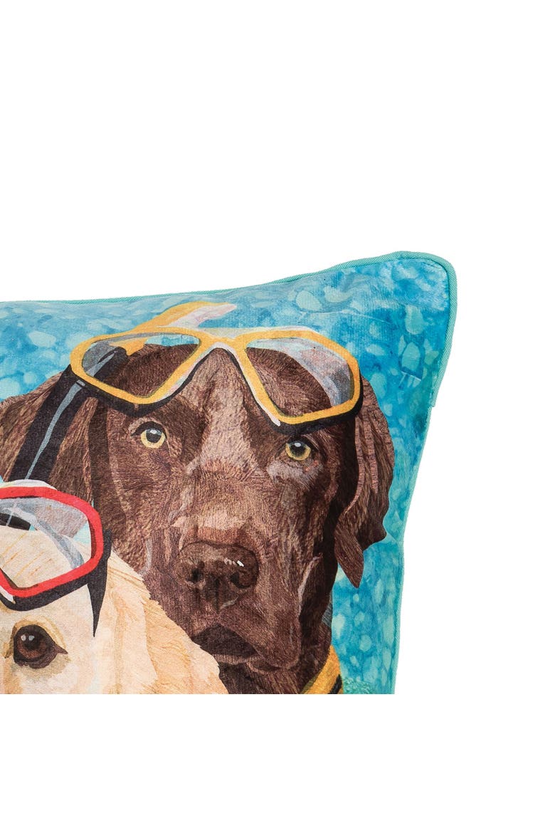 Snorkel Dog Light-Up LED Accent Throw Pillow, 18" x 18", Alternate, color, Blue
