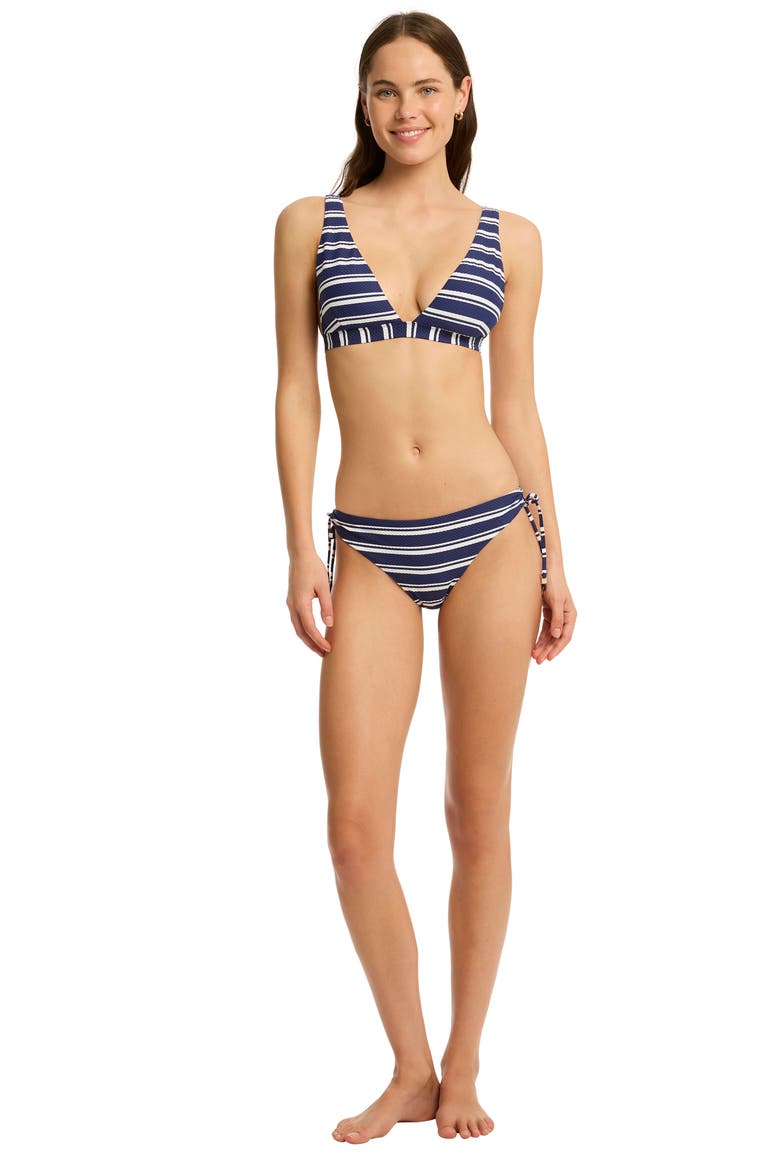 Biarritz Longline Triangle Bikini Top, Alternate, color, FRENCH NAVY