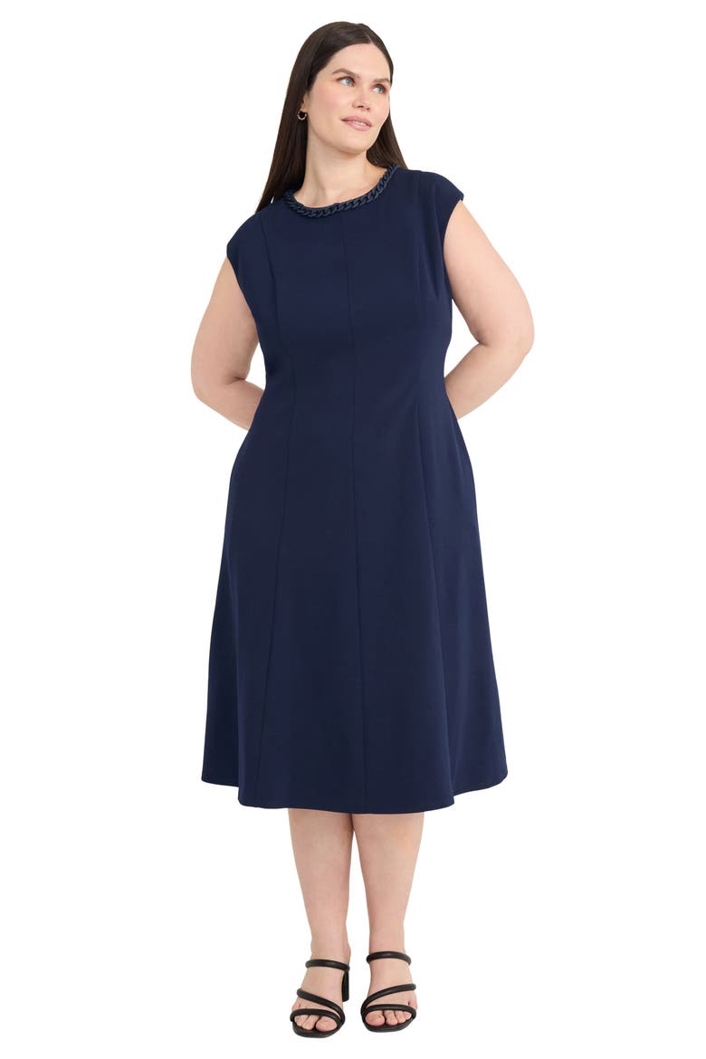 Fit & Flare Midi Dress, Alternate, color, NAVY BLAZER