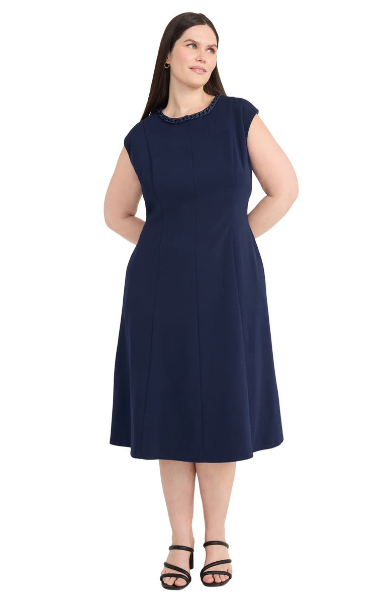 Maggy London Fit & Flare Midi Dress, Alternate, color, Navy Blazer