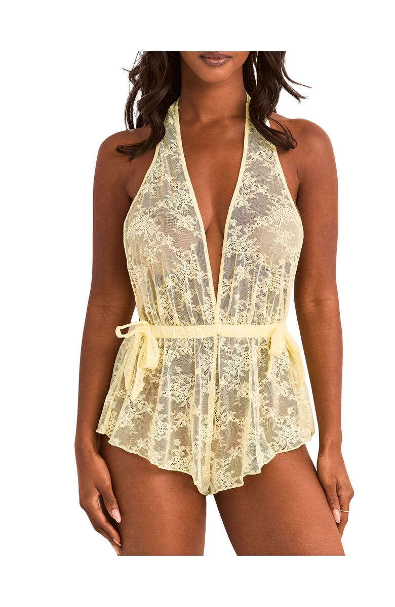 Adore Me Danie Romper Lingerie, Main, color, Light Yellow