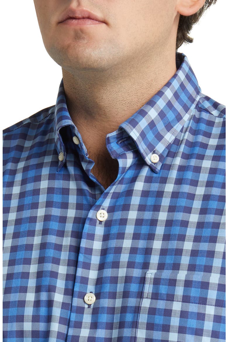 Becket Classic Fit Check Stretch Button-Down Shirt, Alternate, color, NAVY