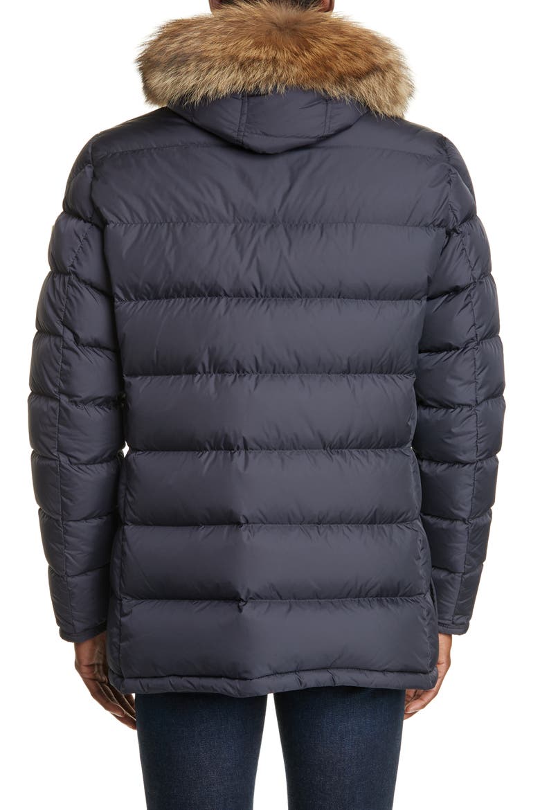 Cluny Down Parka with Genuine Fur Trim Hood, Alternate, color, NAVY