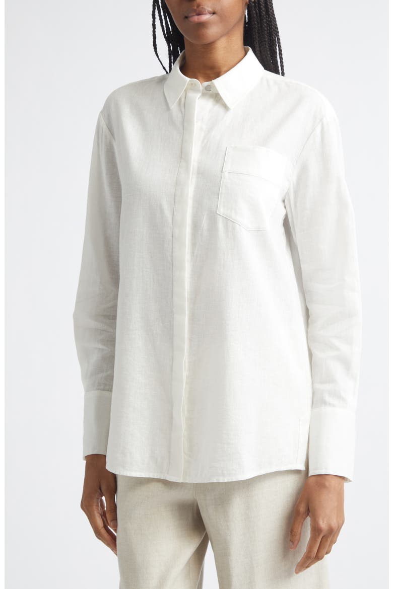 Riley Linen Blend Boyfriend Shirt, Alternate, color, COCONUT