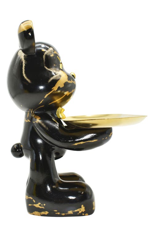 Kinetic Butler Mouse With Tray Sculpture In Black Marble