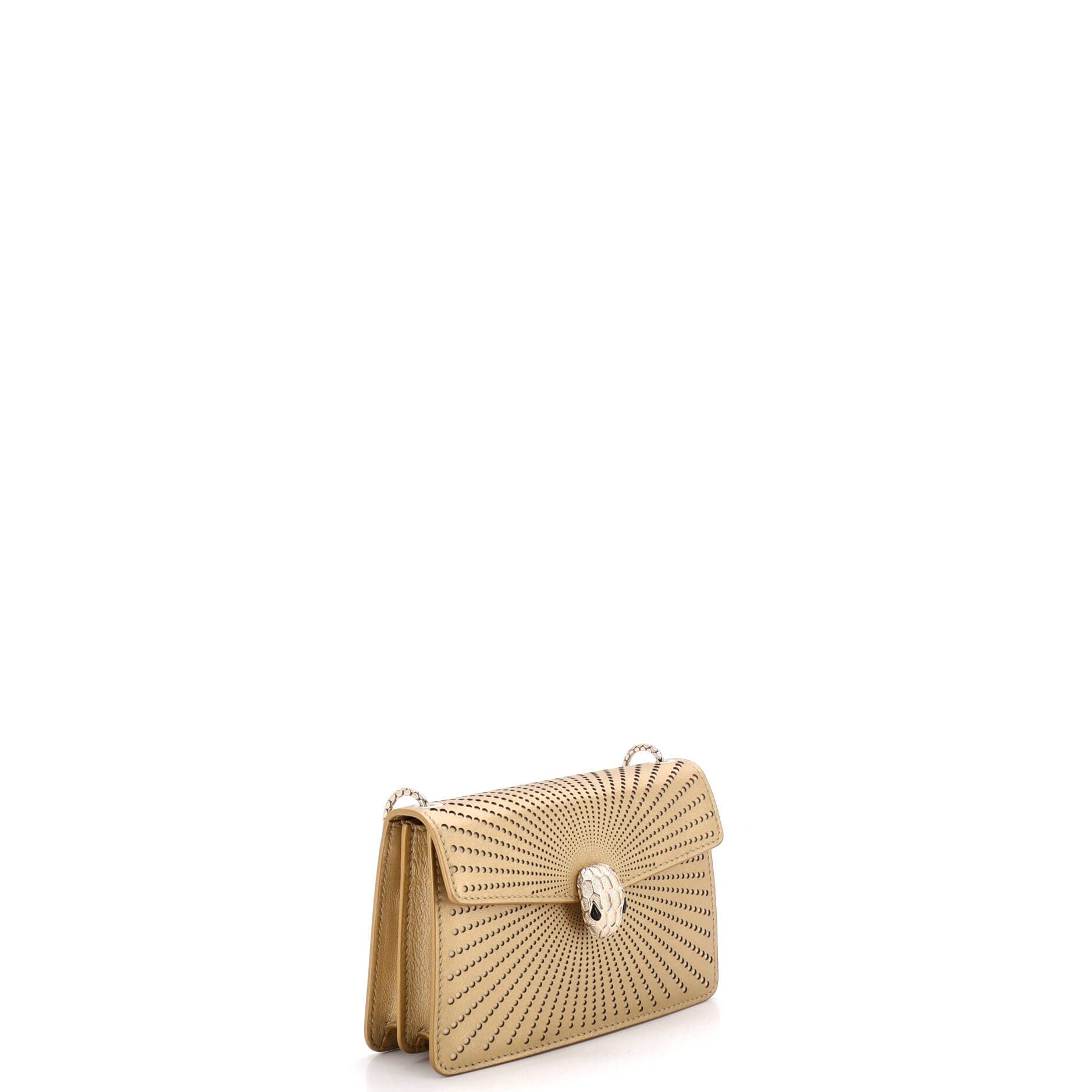 Serpenti Forever Shoulder Bag Perforated Leather Small, Alternate, color, Gold