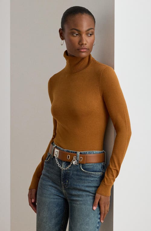 Ralph Lauren Lauren Slim Turtleneck Sweater In Brown