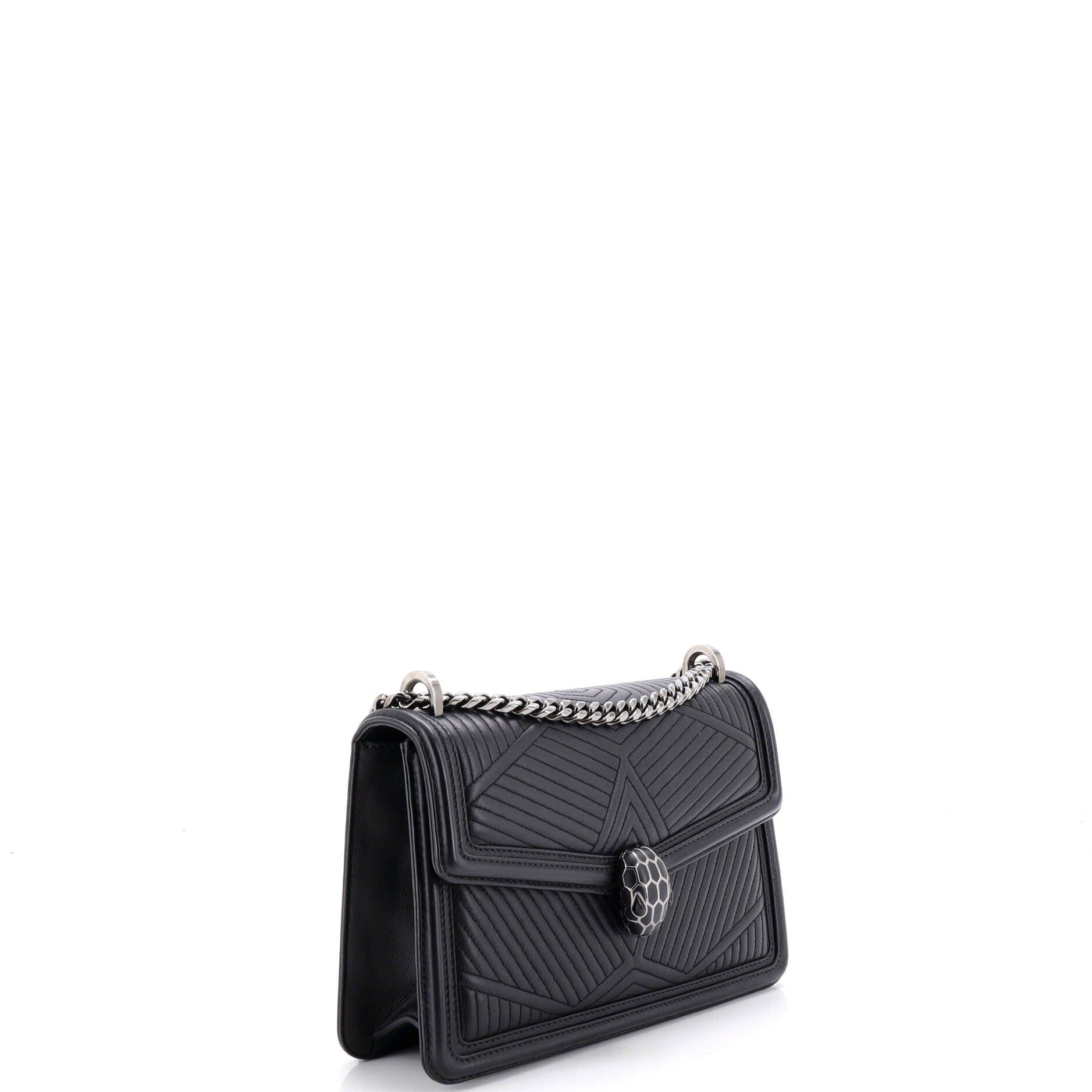 Serpenti Forever Shoulder Bag Quilted Leather Small, Alternate, color, Black