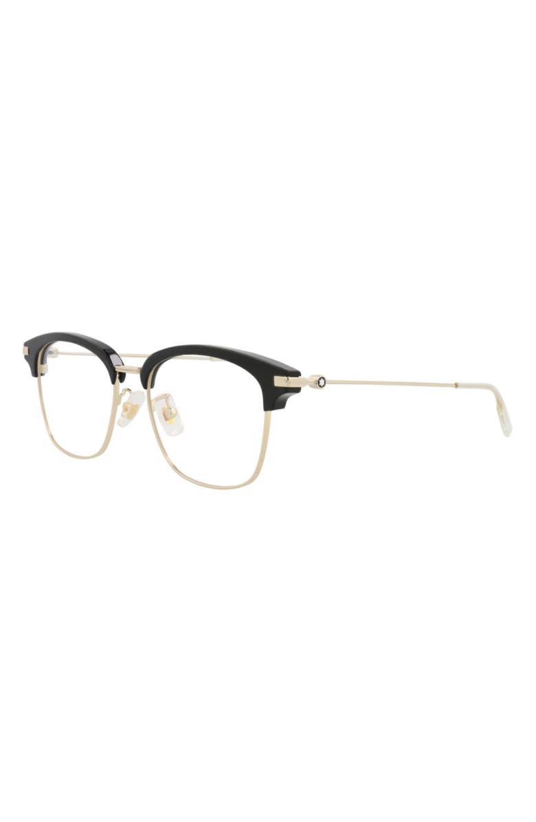 Montblanc 53mm Clubmaster Optical Glasses, Alternate, color, Black Gold Transparent