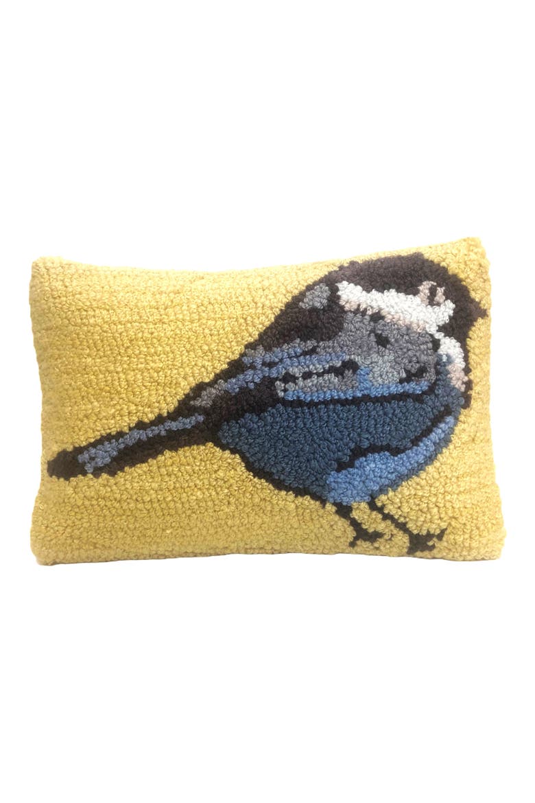 Chickadee Throw Pillow, Main, color, YELLOW/ BLUE