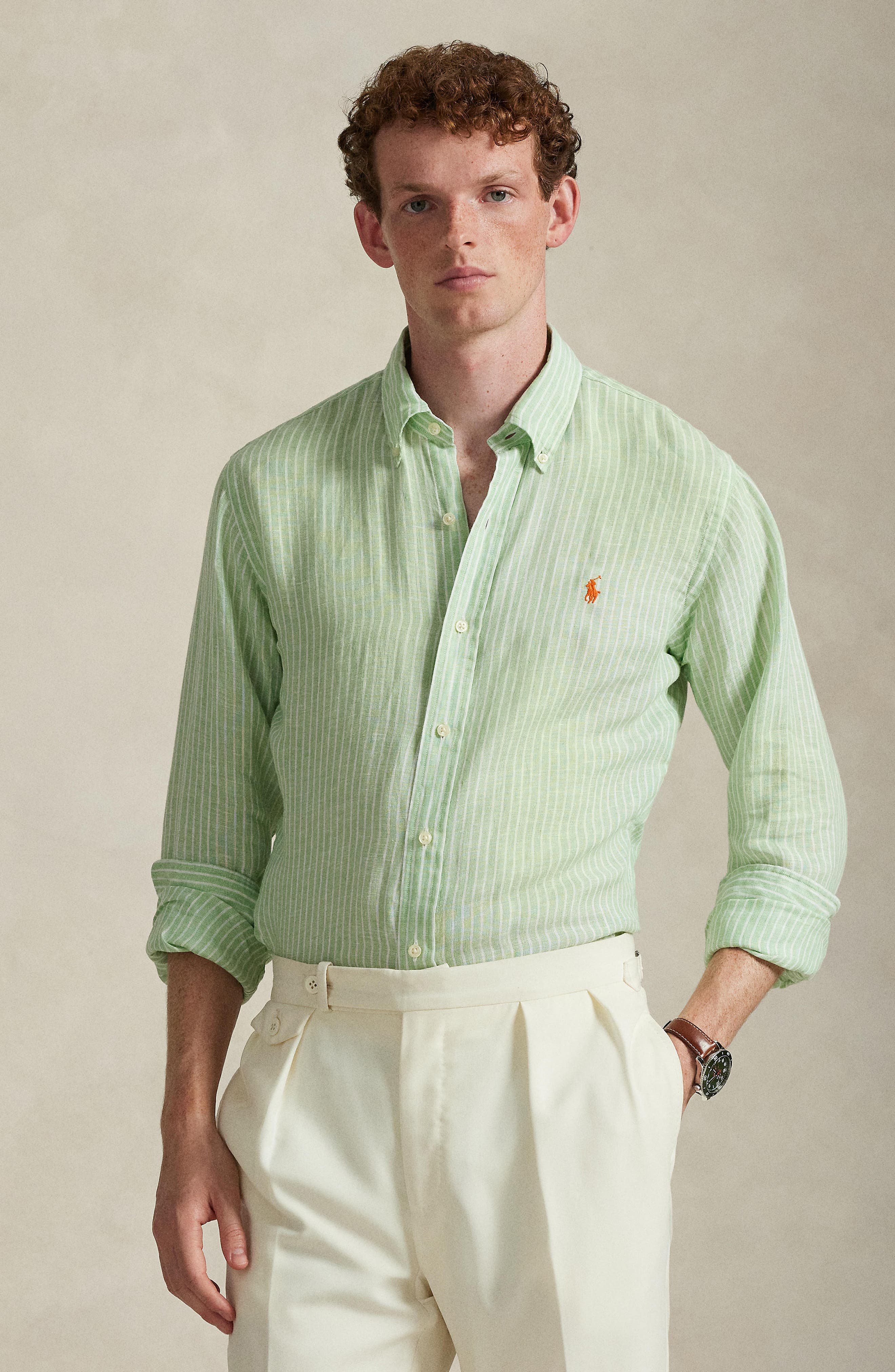 Classic Fit Stripe Linen Button-Down Shirt - image 2