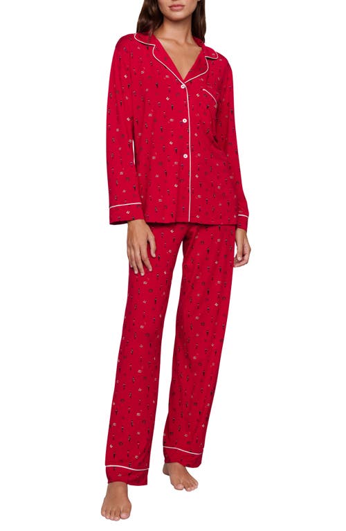 Eberjey Gisele Printed Long Pajamas In Red