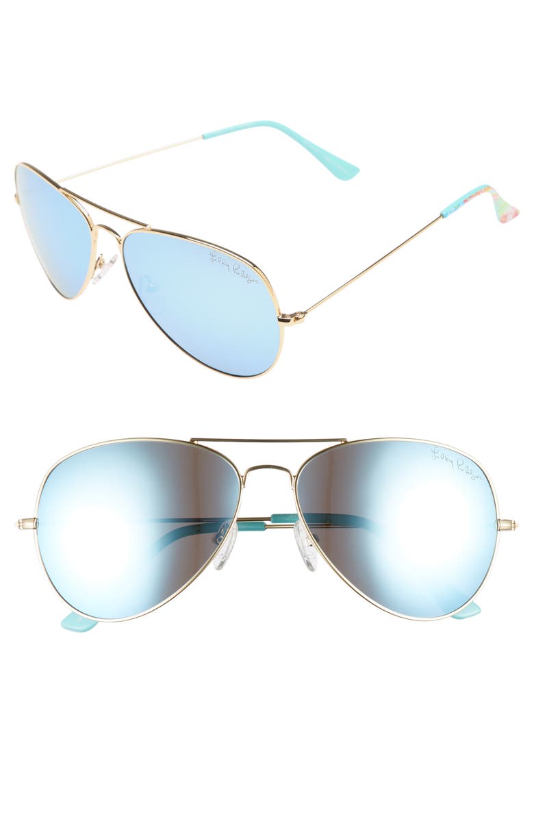 Lilly Pulitzer<sup>®</sup> Lexy 59mm Polarized Aviator Sunglasses, Main, color, 