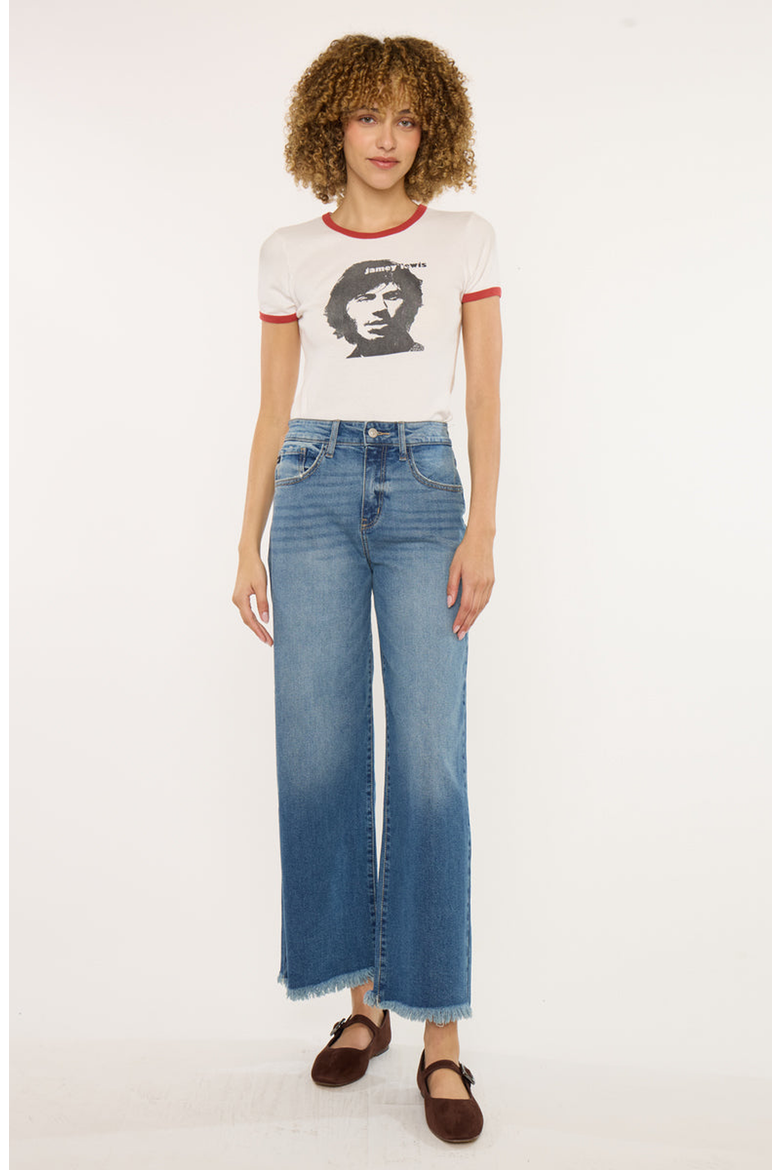 Aruli Essentials High Rise Cropped Wide Leg Jeans, Alternate, color, Medium Wash