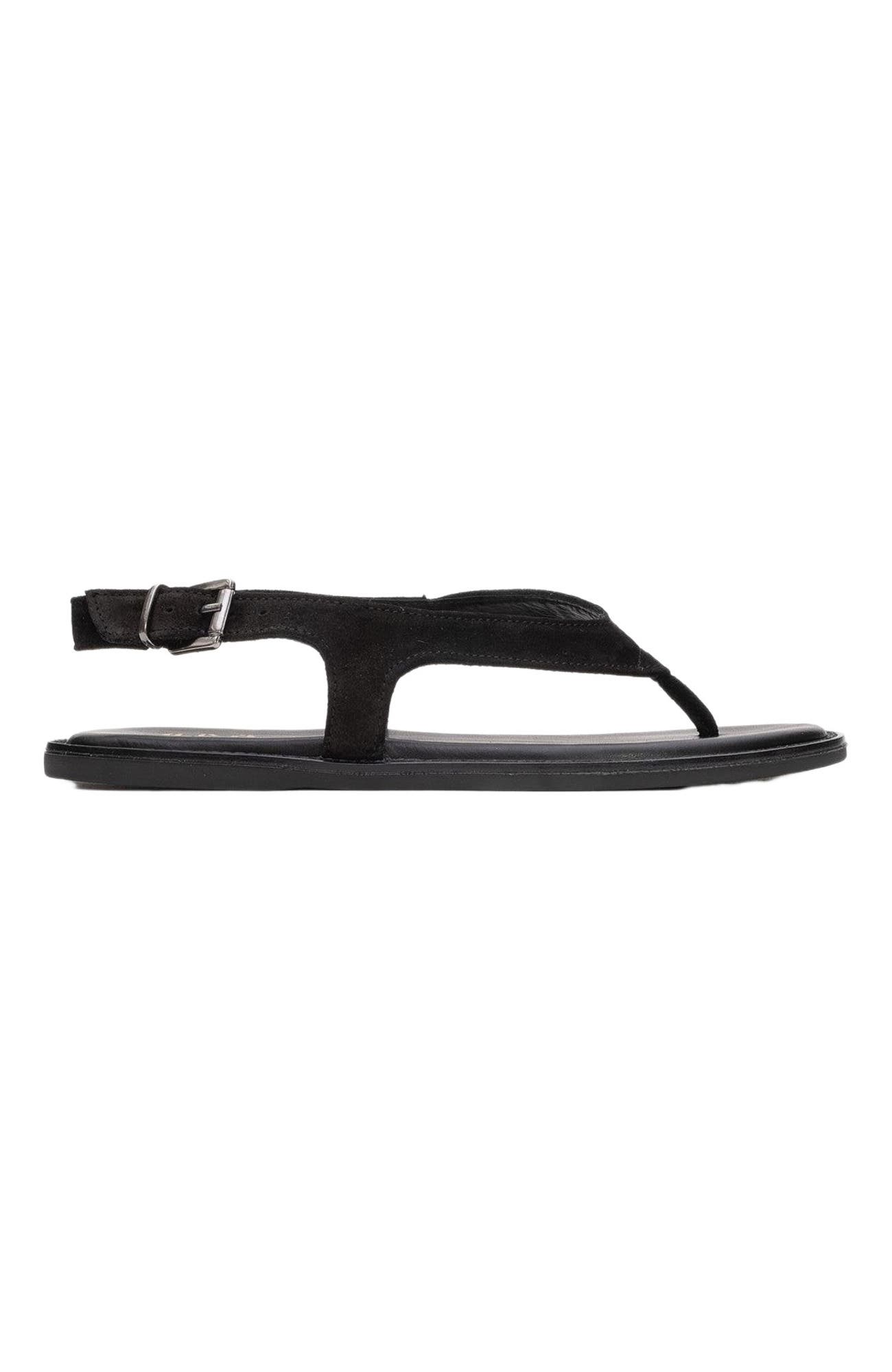 Forever & Always Shoes Belinda Leather Thong Sandals, Alternate, color, Black Suede Leather