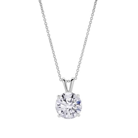 Lucent 14K Gold Round Lab Grown Diamond Pendant - 3 Ct