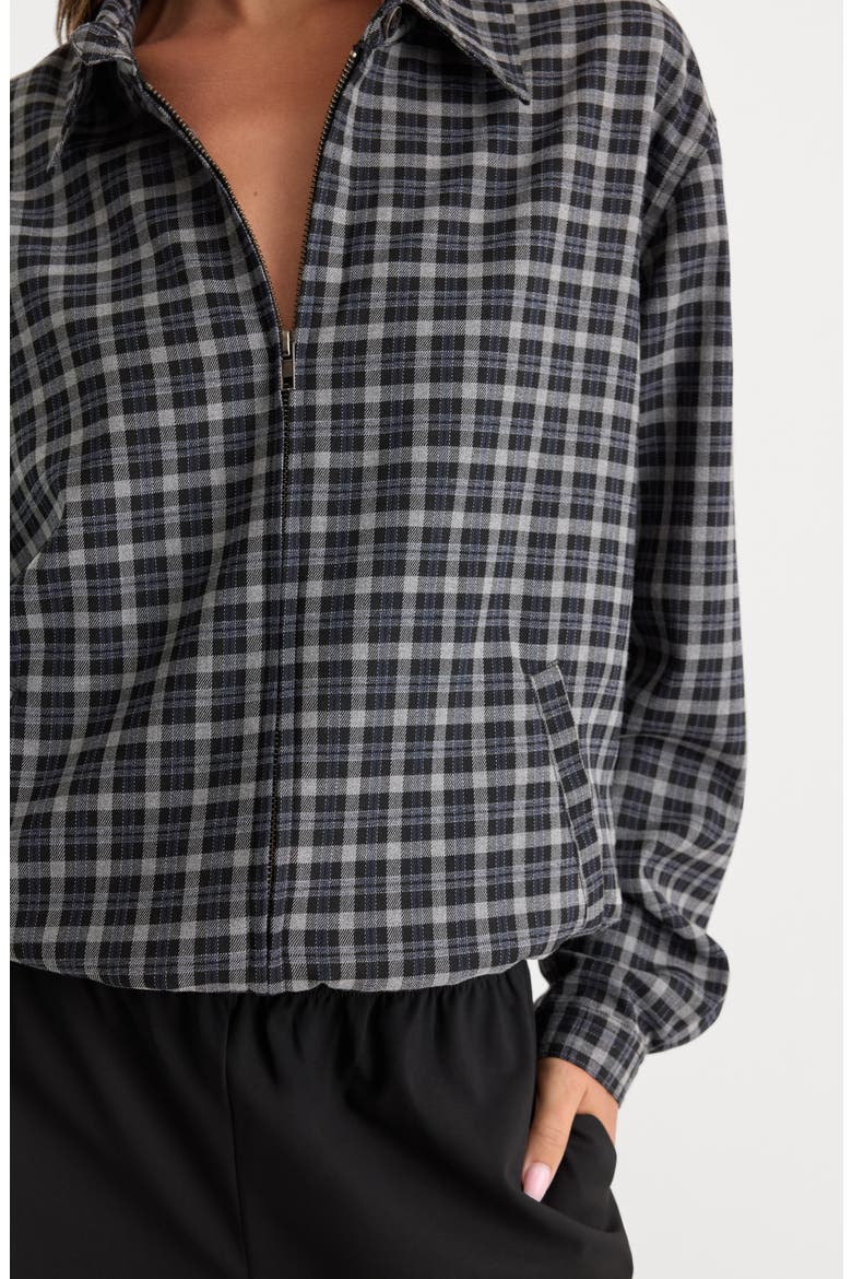 The Lightweight Plaid Bomber Jacket, Alternate, color, CHARCOAL PLAID