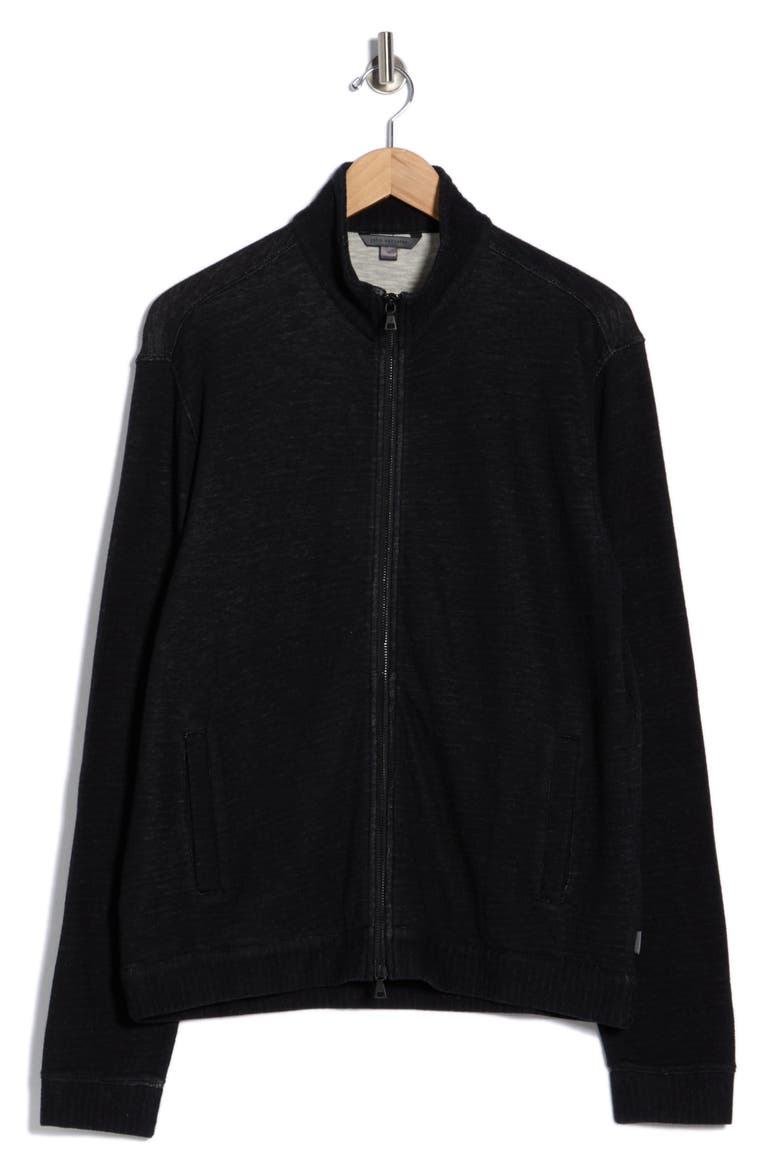 Antoine Double Knit Zip Jacket, Alternate, color, BLACK