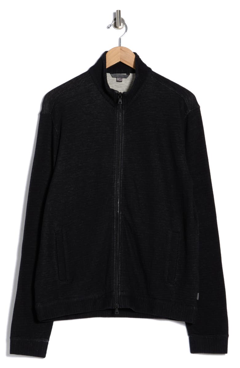 John Varvatos Antoine Double Knit Zip Jacket, Alternate, color, Black