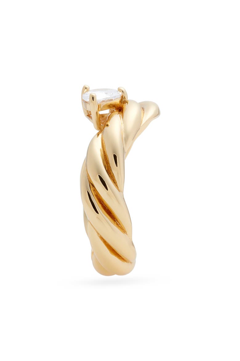 Pear Cubic Zirconia Curved Ring, Alternate, color, CLEAR- GOLD