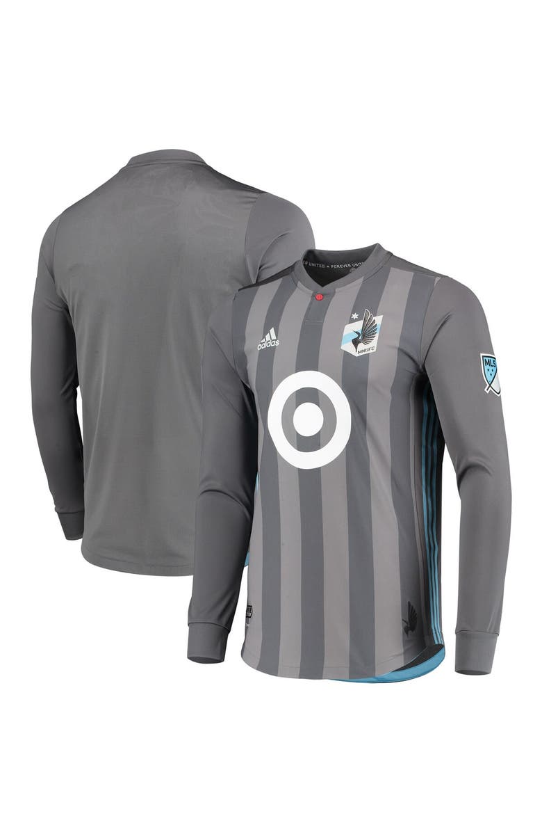 adidas Men's adidas Gray Minnesota United FC 2018/19 Authentic Team Long Sleeve Jersey, Main, color,