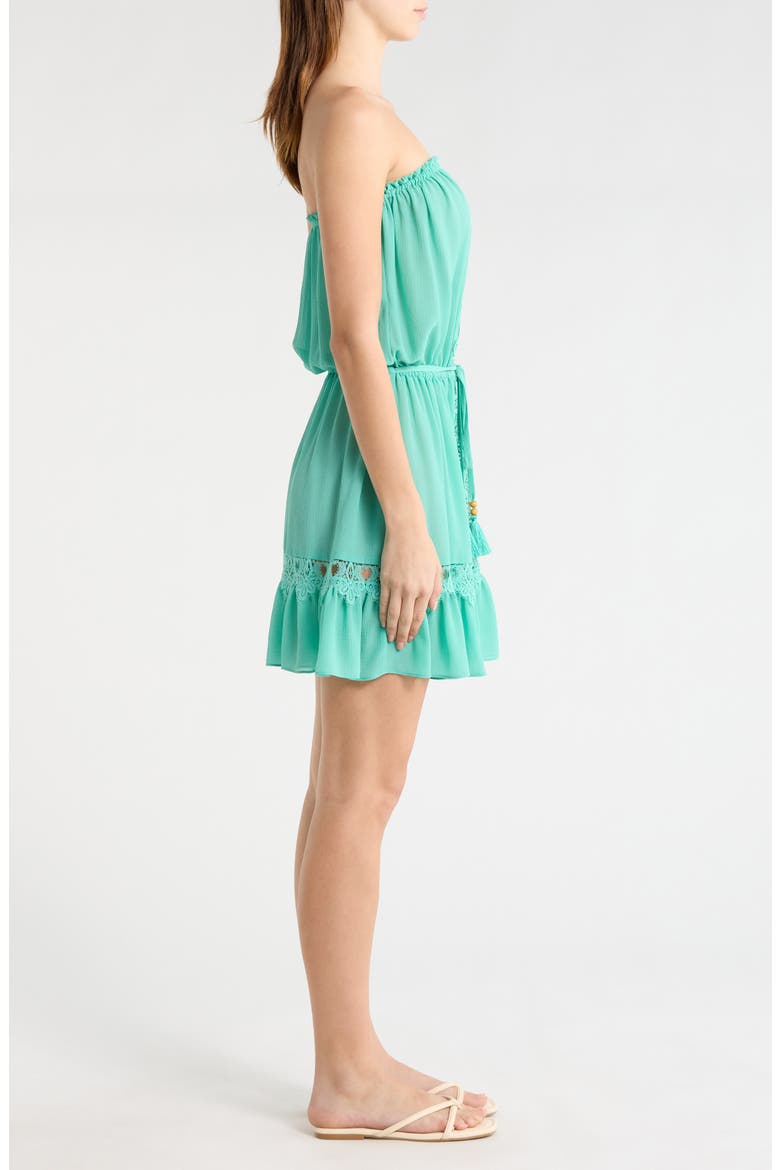 Strapless Embrodiered Cover-Up Dress, Alternate, color, SEAGLASS