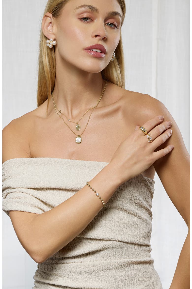 Cubic Zirconia Dome Band Ring, Alternate, color, GOLD