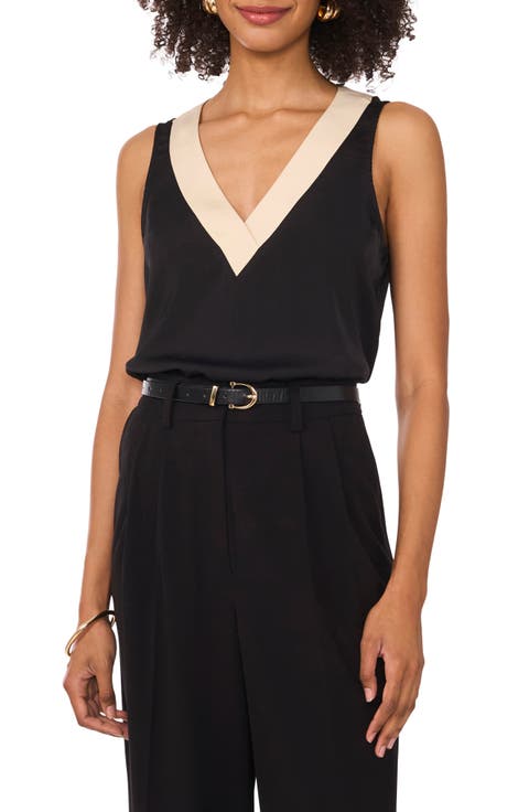 Contrast V-Neck Shell