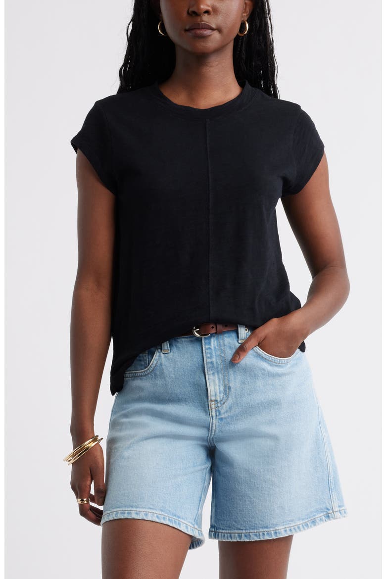 Short Raglan Sleeve Cotton Tee, Main, color, BLACK