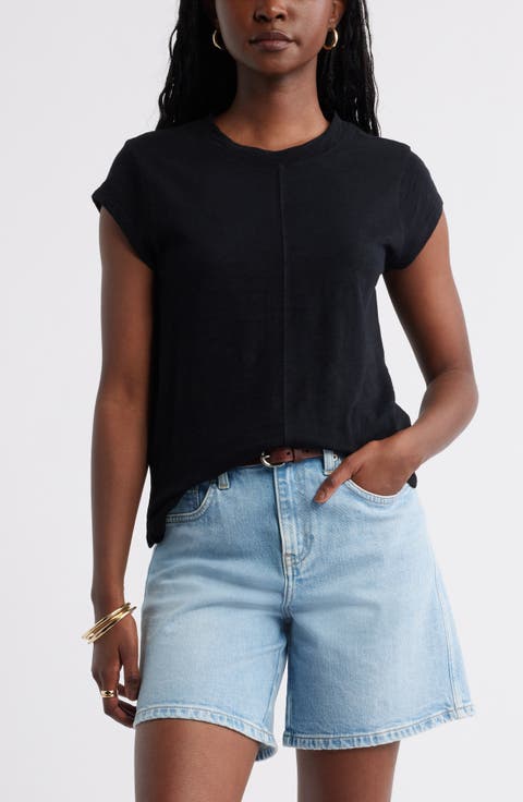 Short Raglan Sleeve Cotton Tee