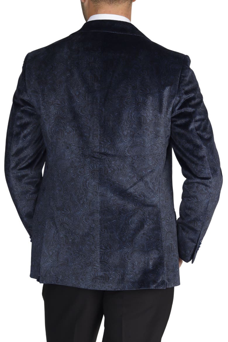 Tonal Paisley Velvet Sportcoat, Alternate, color, NAVY