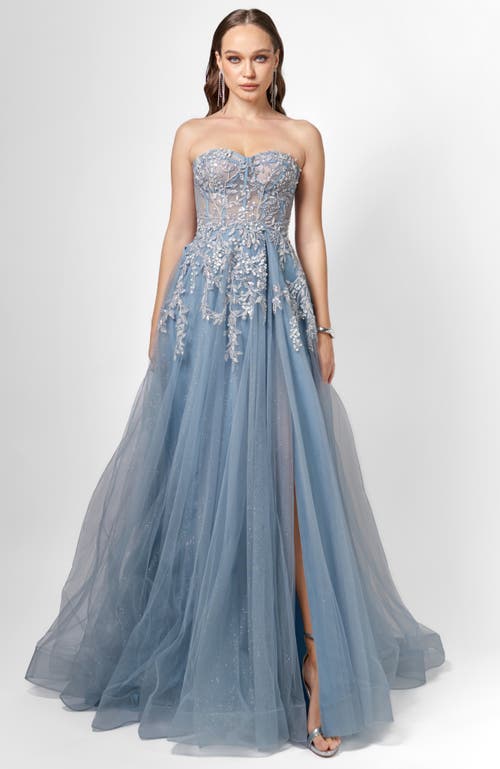 Bariano Emmy Strapless Ball Gown In Blue