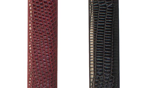 Linea Pelle Pack Of 2 Elongated Croc Embossed Belts In Multi