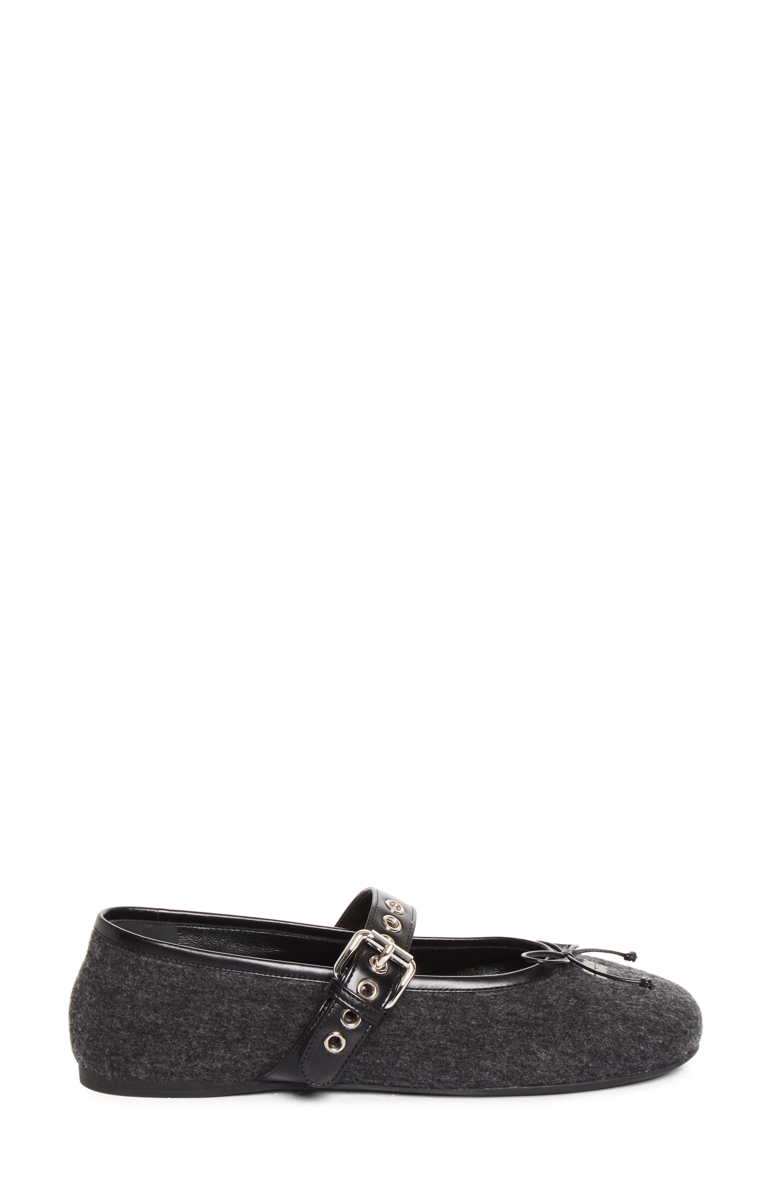 Virgin Wool Flannel Mary Jane Ballet Flat, Alternate, color, ANTRACITE