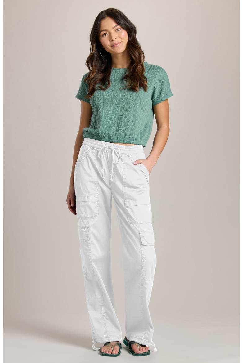 Tabitha Straight Leg Stretch Cotton Twill Cargo Pants, Alternate, color, WHITE