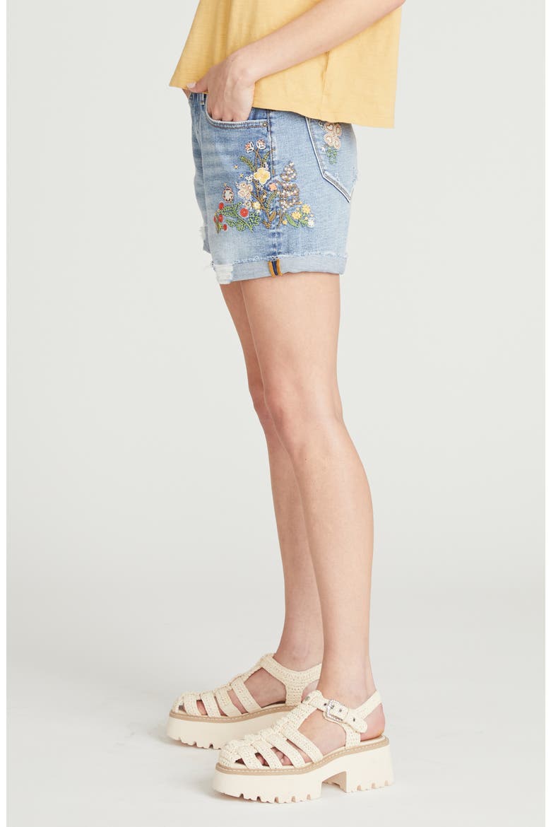 Frannie x Floral Fields Denim Shorts, Alternate, color, MEDIUM WASH