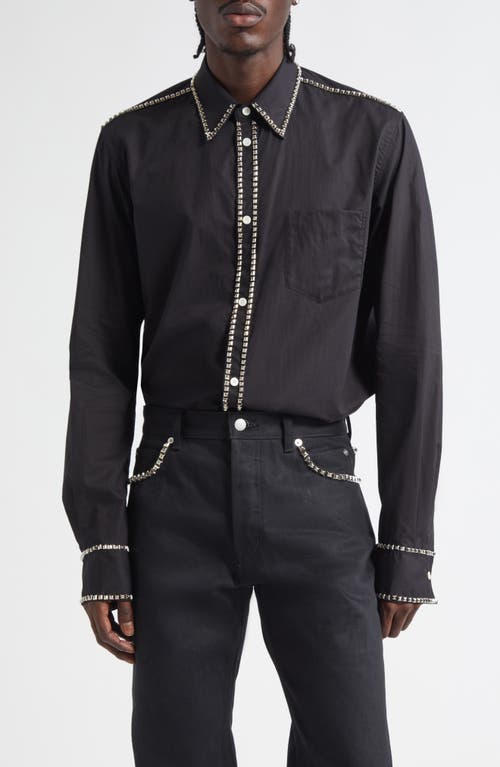TAKAHIROMIYASHITA TheSoloist. Stud Embellished Reglar Collar Broad Button-Up Shirt in Black  product