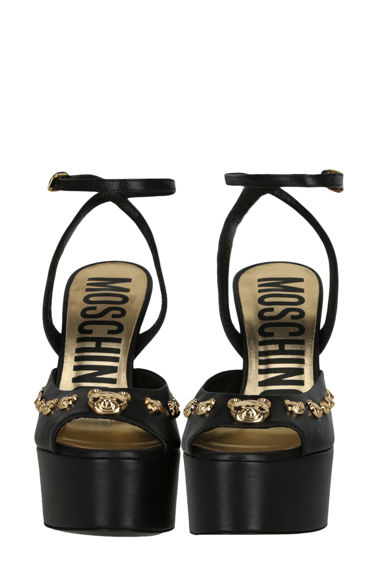 Moschino Teddy Bear Studded Ankle Strap Platform Sandal, Alternate, color, 