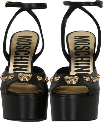 Teddy Bear Studded Ankle Strap Platform Sandal