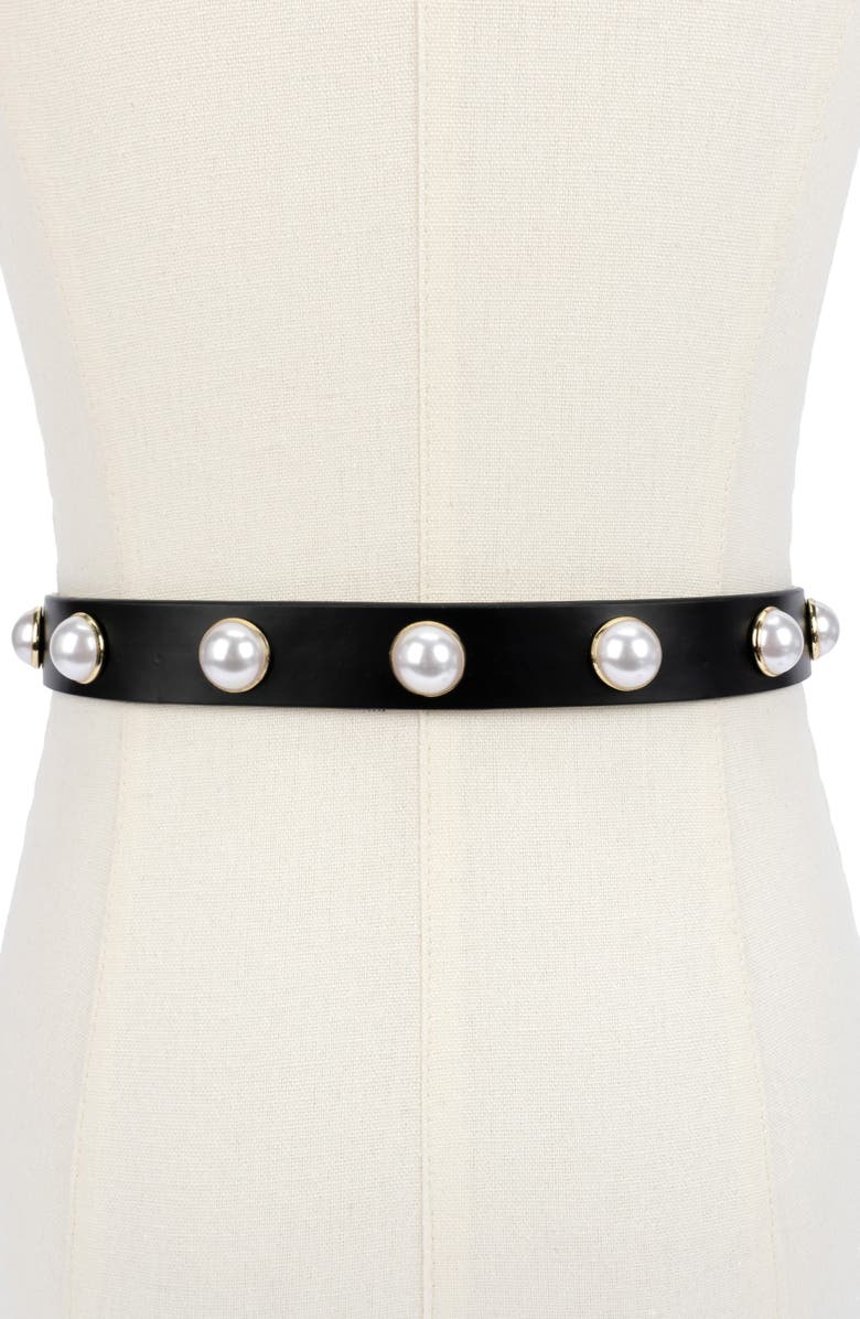 Kate Spade New York faux pearl leather belt, Alternate, color, 