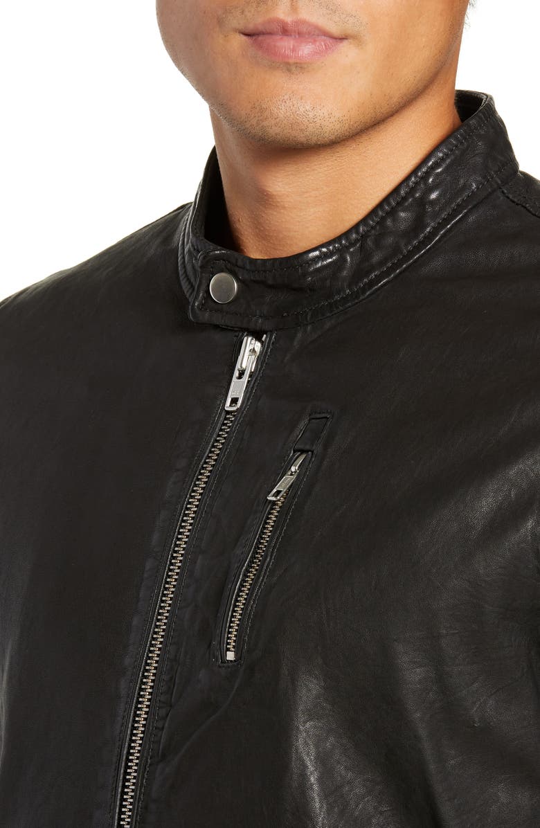 LAMARQUE Washed Leather Jacket with Hoodie Insert, Alternate, color, Black