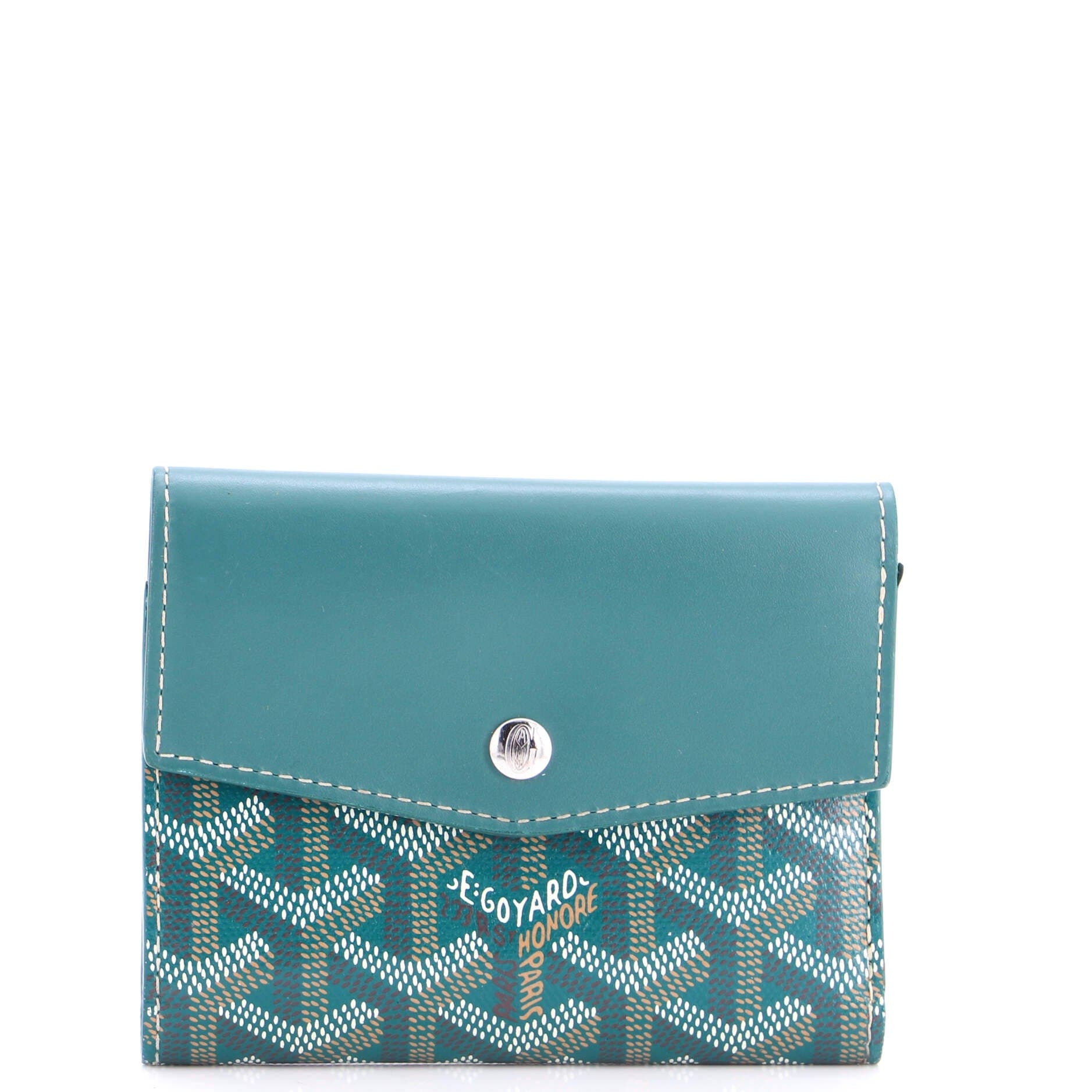 Pre-Owned Goyard Saint Gabriel Wallet Coated Canvas and Leather Compact, Main, color, Green