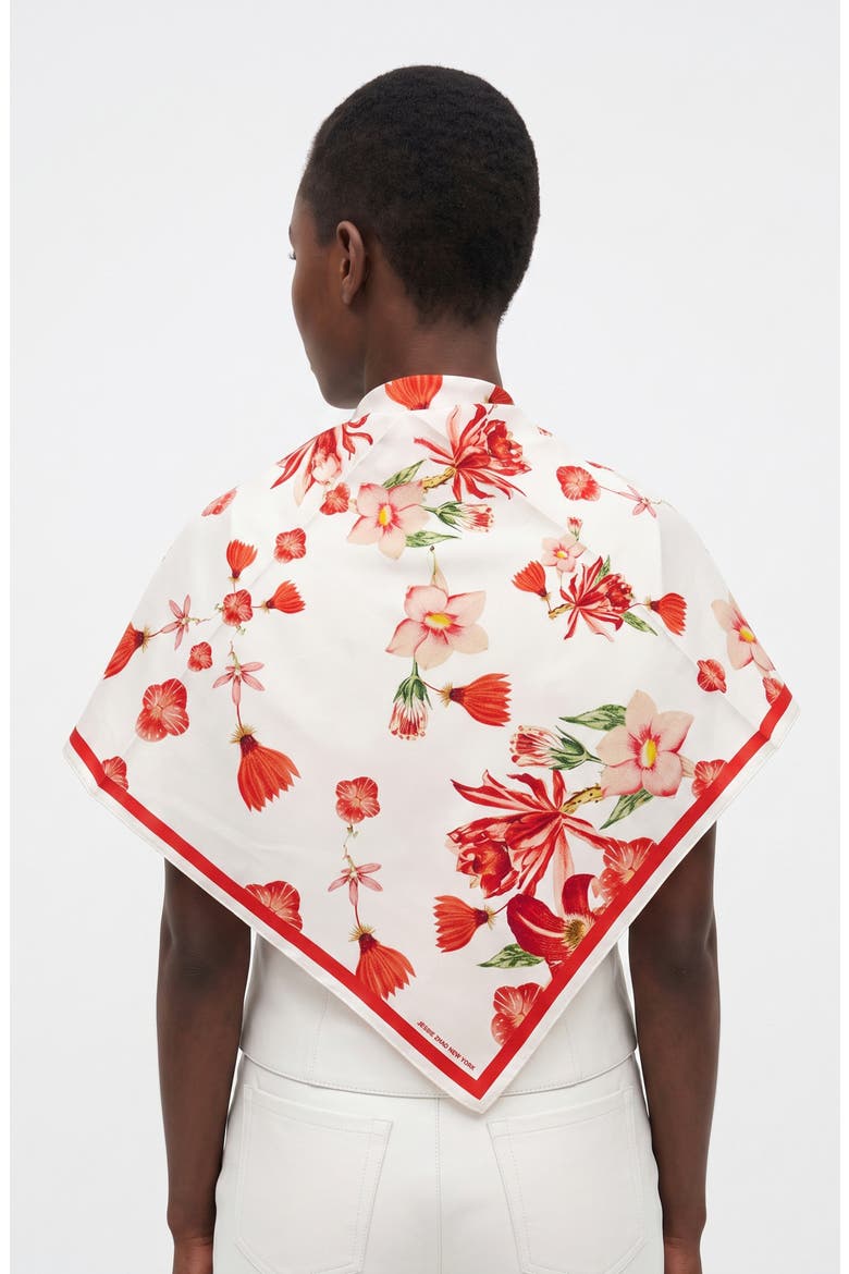 Coral Bloom Double Sided Silk Scarf, Alternate, color, Red
