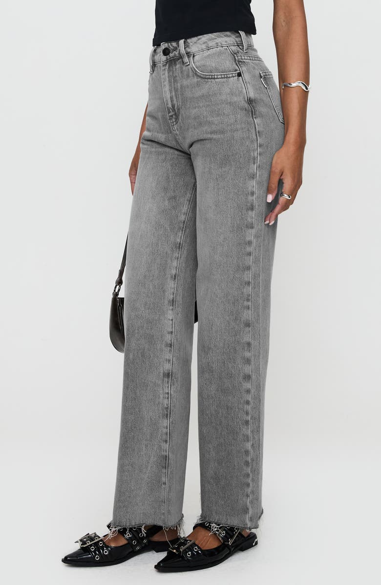 Princess Polly Henesey Raw Hem Straight Leg Jeans, Alternate, color, Washed Grey