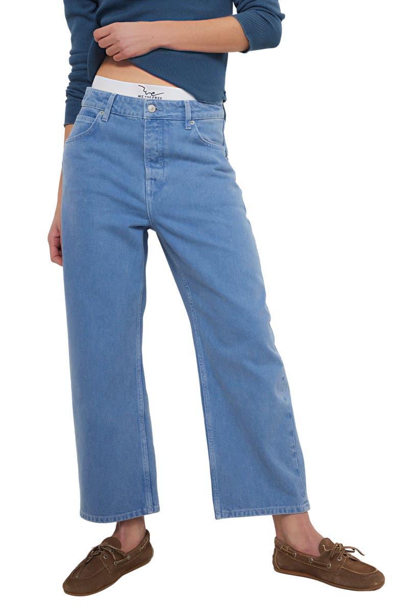 Free People Deep Trance Wide Leg Ankle Jeans, Main, color, Ocean